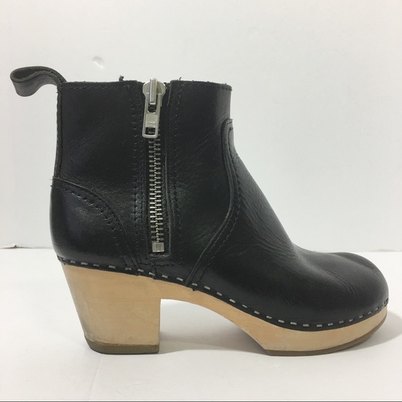 Swedish Hasbeens ZIP IT EMY BLACK Booties - Picture 1 of 8